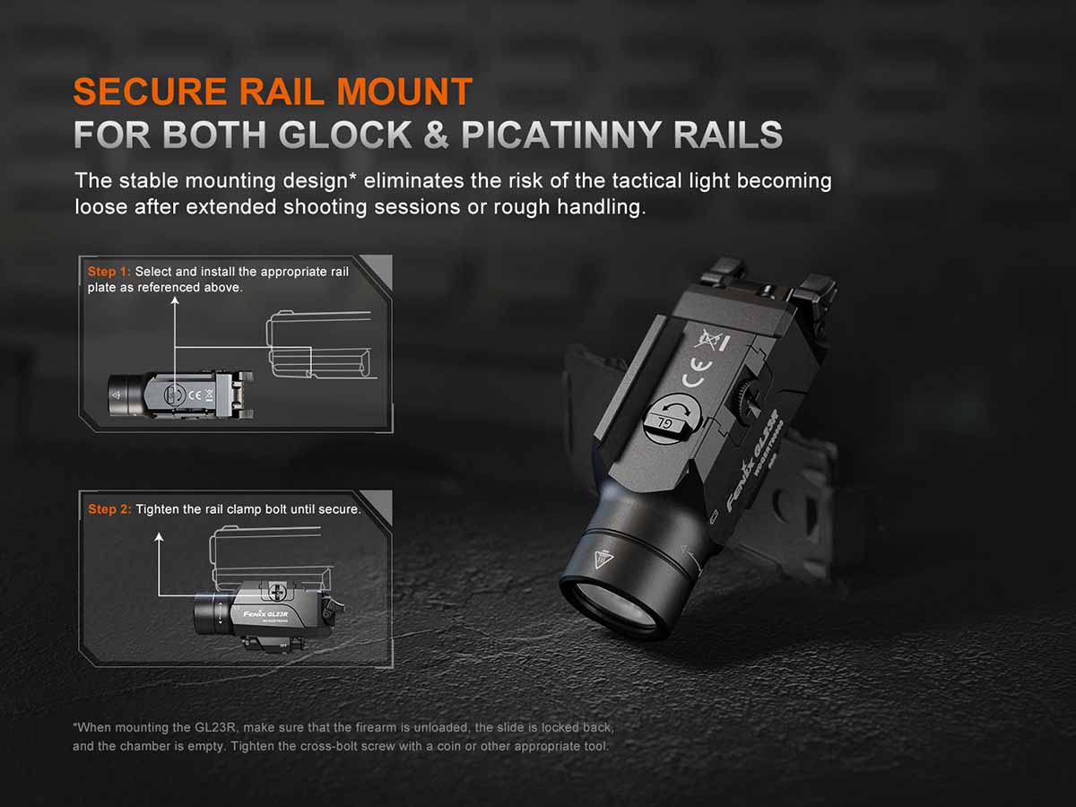 secure rail mount fenix gl23r rechargeable weapon light