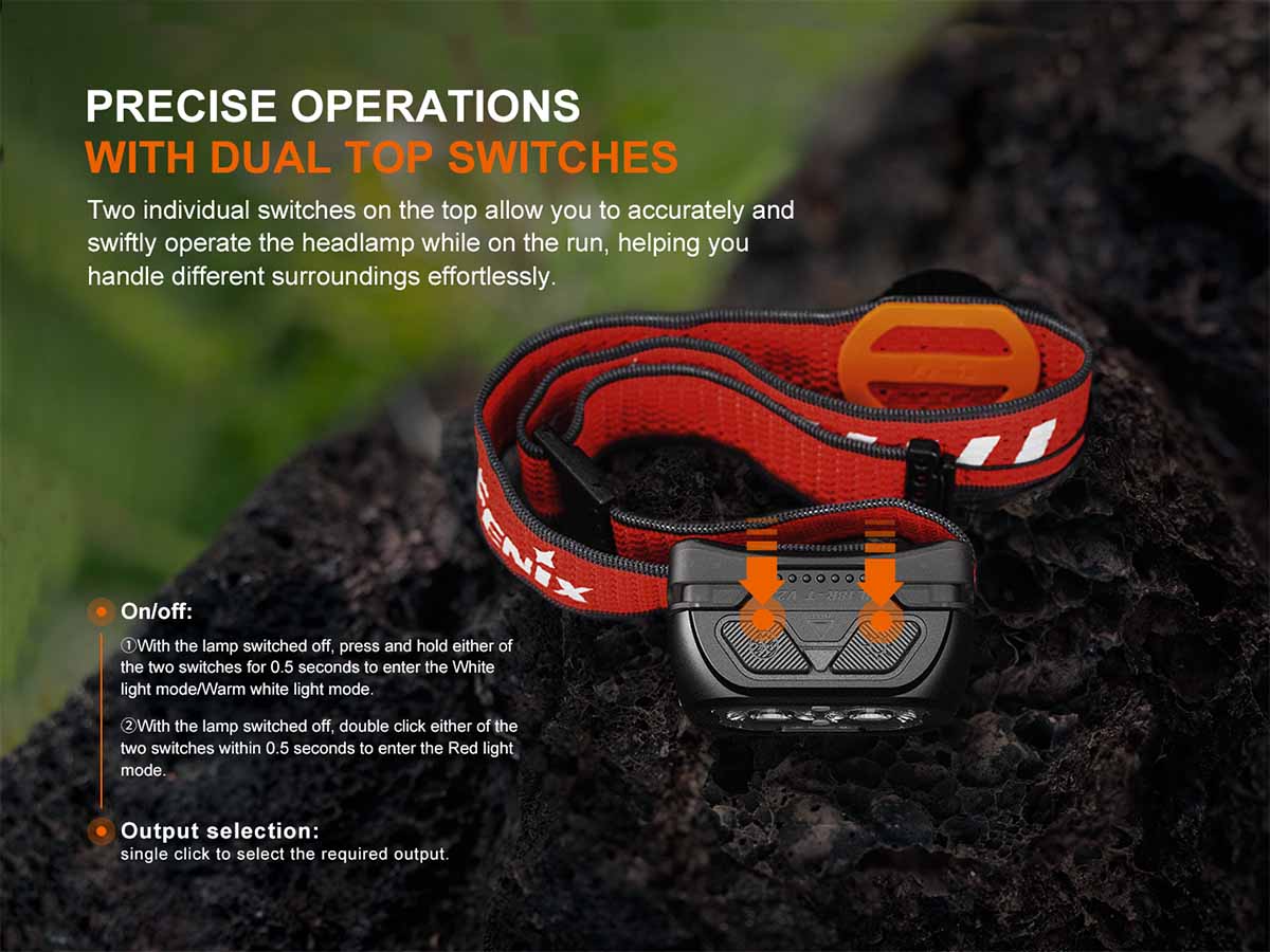 dual switch operation fenix hl18r-t v2 rechargeable headlamp