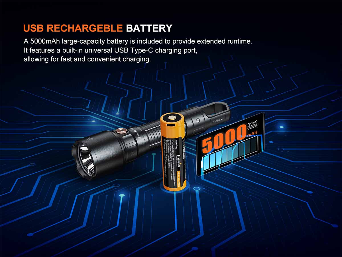 fenix wf26r work flashlight battery 5000mah