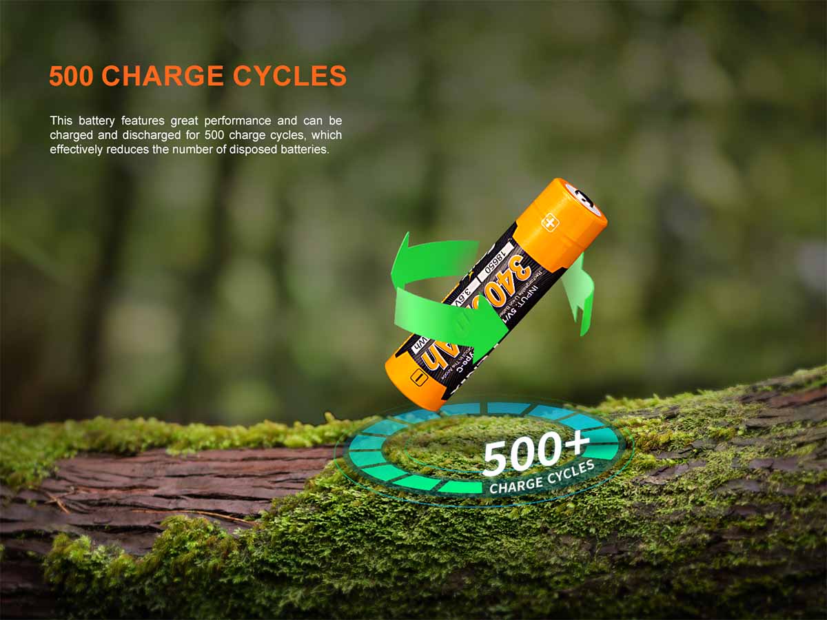 fenix arb-l18-3400v3 rechargeable battery five hundred cycles