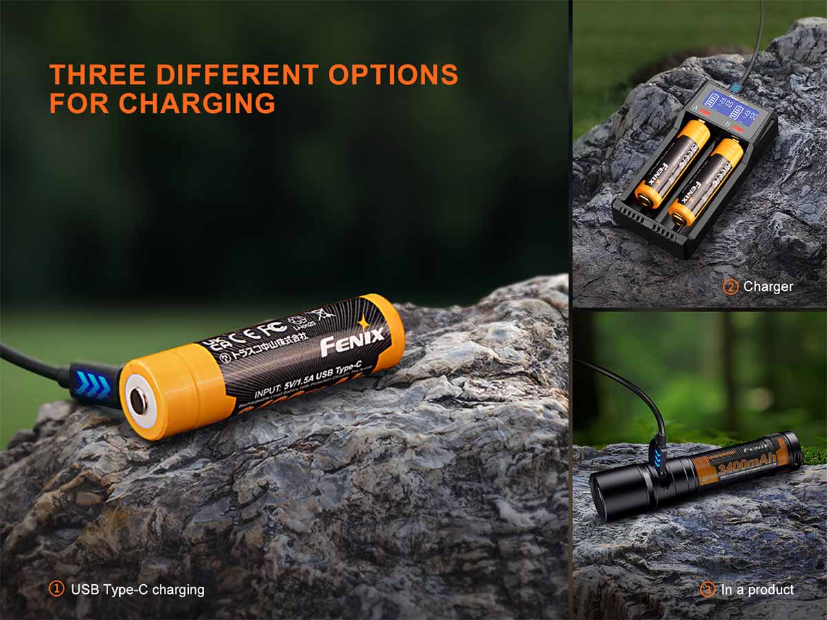 fenix arb-l18-3400v3 rechargeable battery charging options