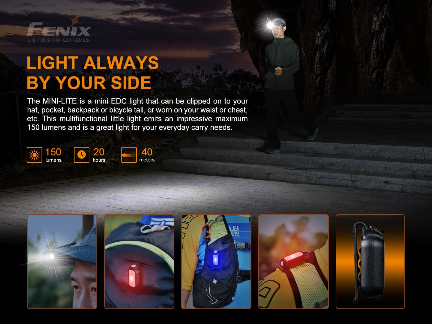 fenix mini lite compact edc flashlight 150 lumens