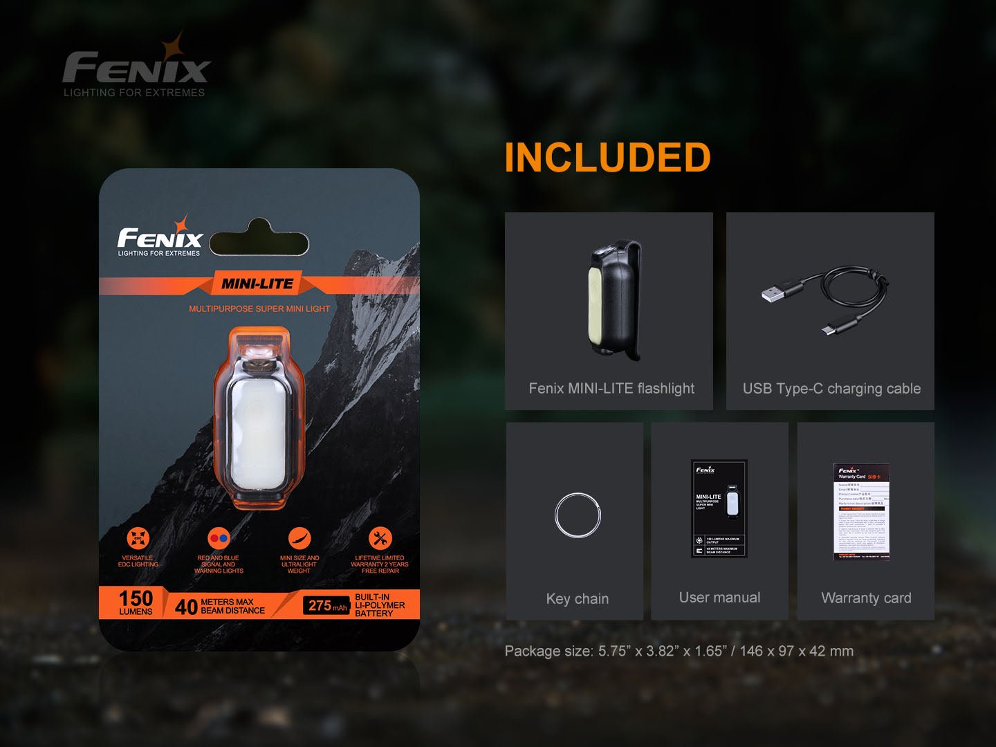 fenix mini lite compact edc flashlight packaging