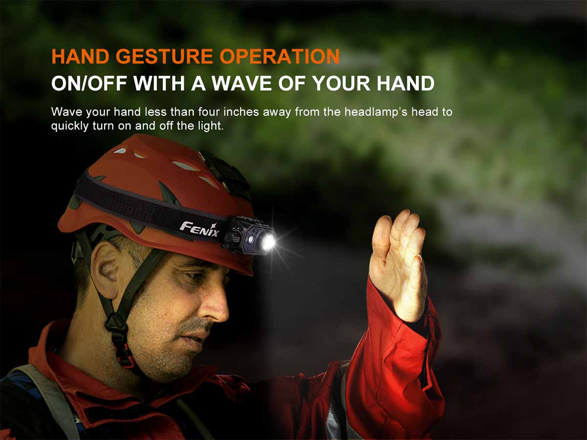 hand gesture activation fenix hl45r rechargeable headlamp