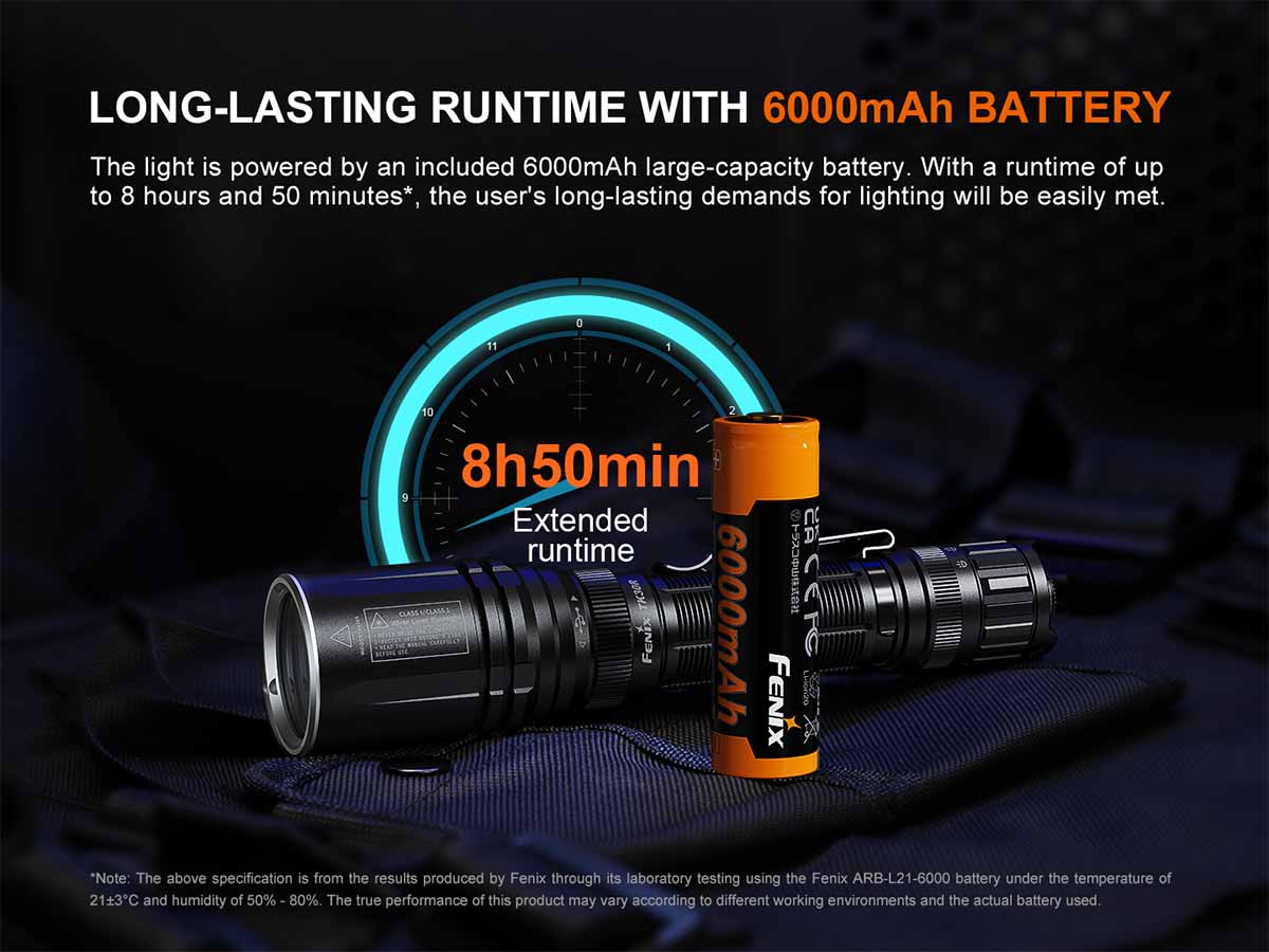 battery runtime fenix tk30r white laser flashlight