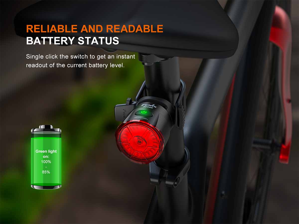 fenix bc06r bike taillight battery level status