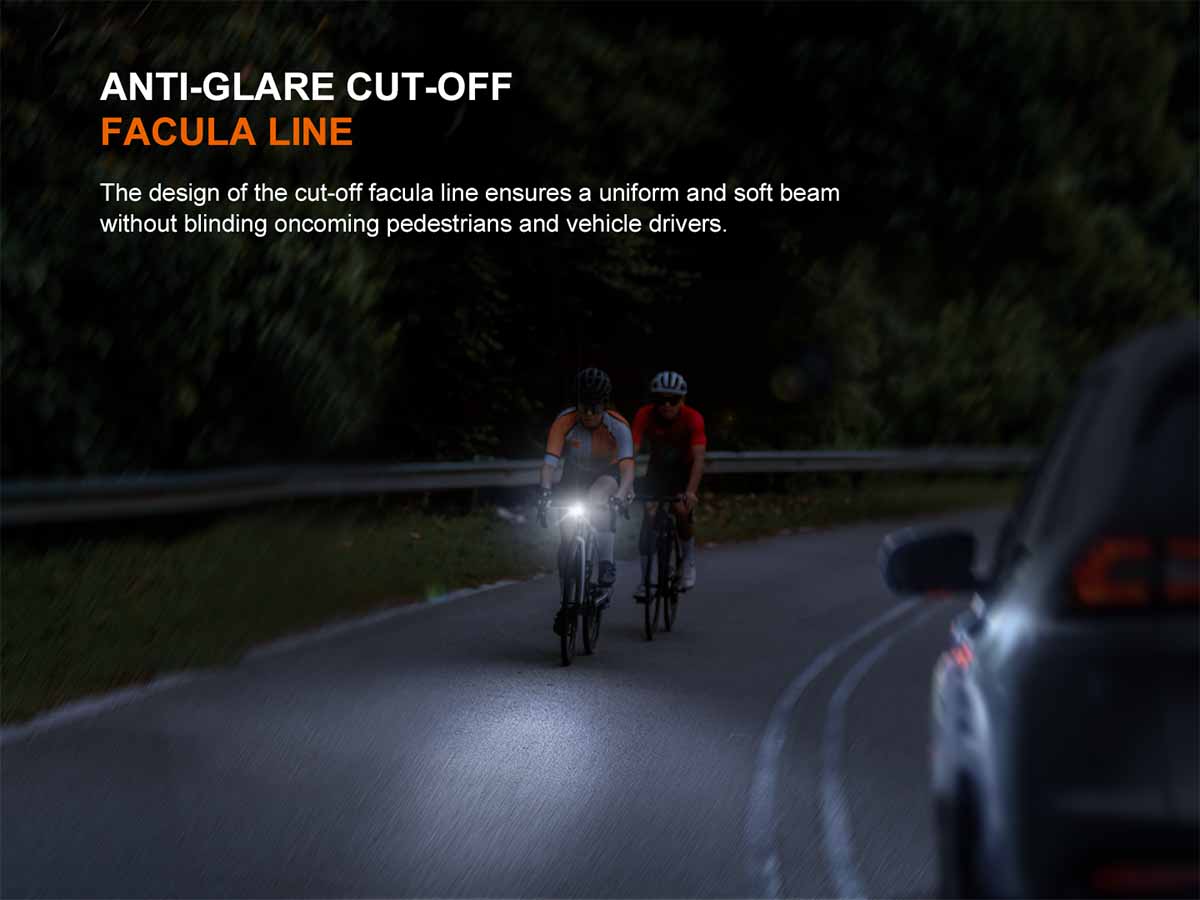 anti-glare facula cut off line fenix bc22r rechargeable bike light