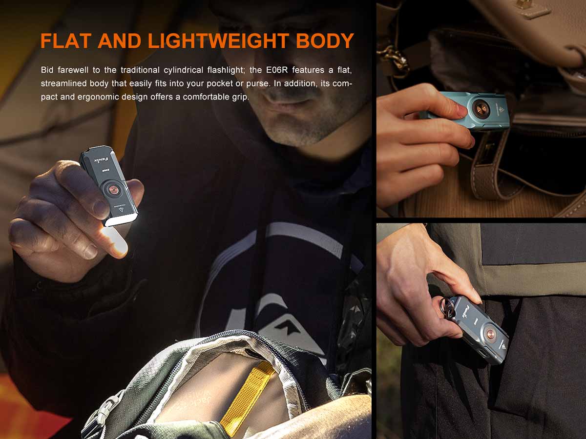 fenix e06r rechargeable edc flashlight body design