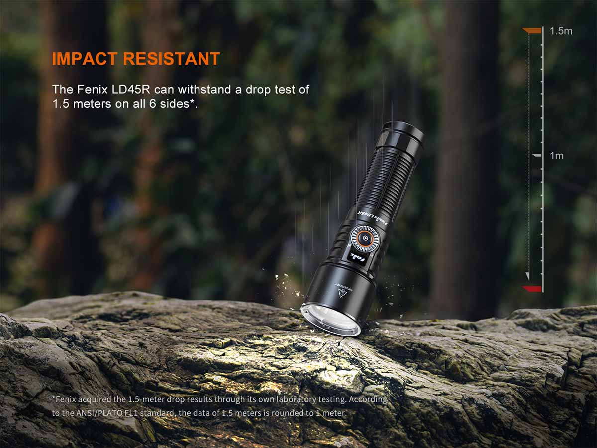 impact resistant fenix ld45r adjustable beam flashlight