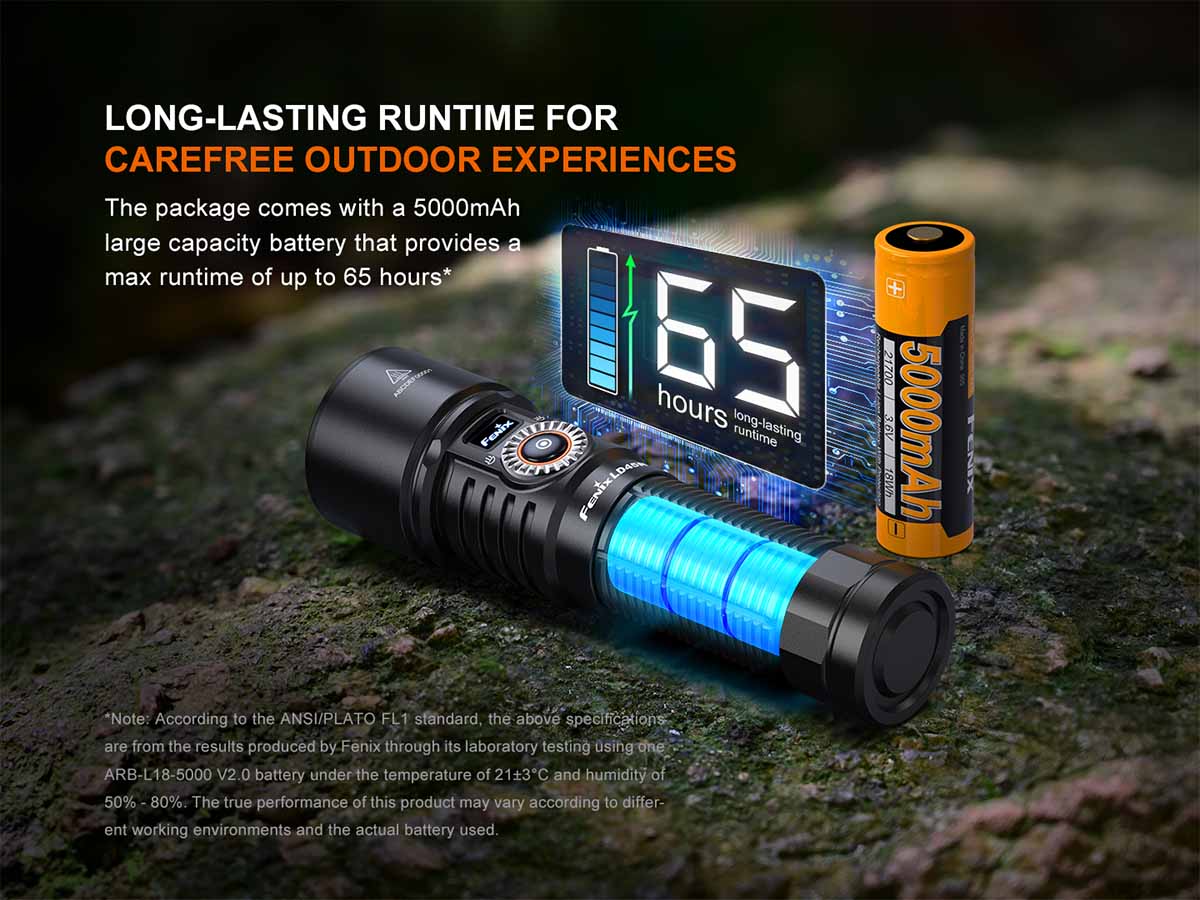 fenix ld45r adjustable beam flashlight runtime