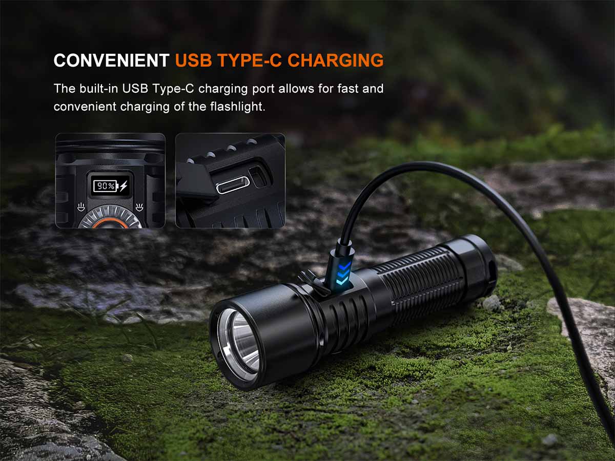 fenix ld45r adjustable beam flashlight usbc rechargeable