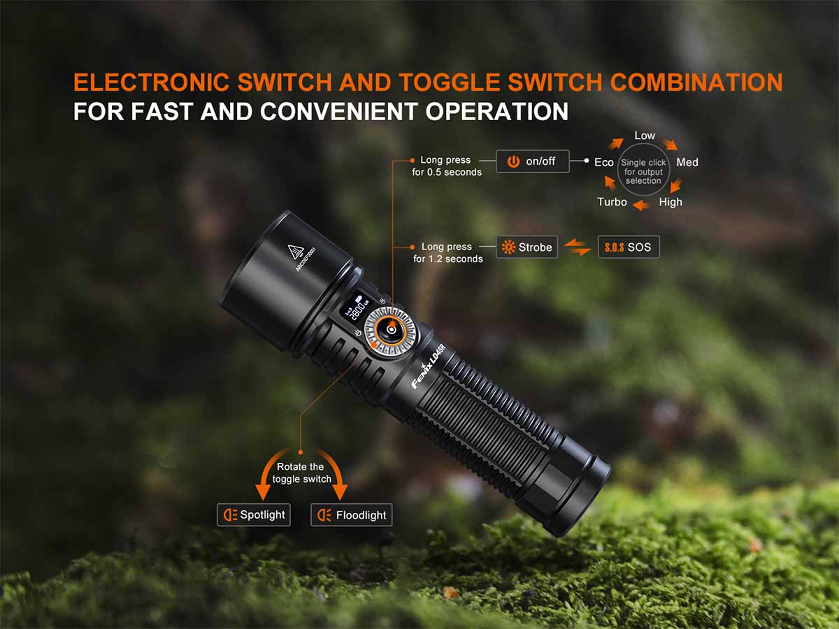 fenix ld45r adjustable beam flashlight easy operation