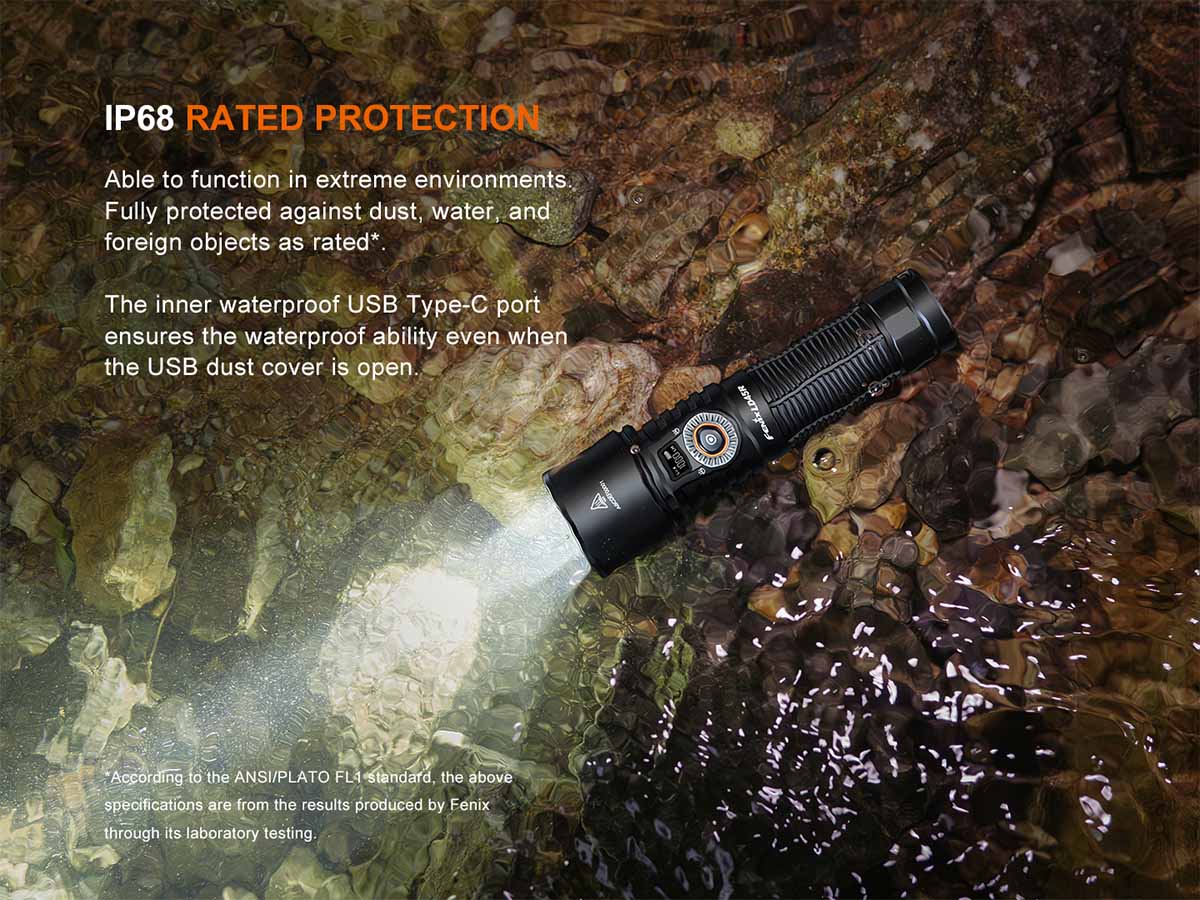 waterproof fenix ld45r adjustable beam flashlight