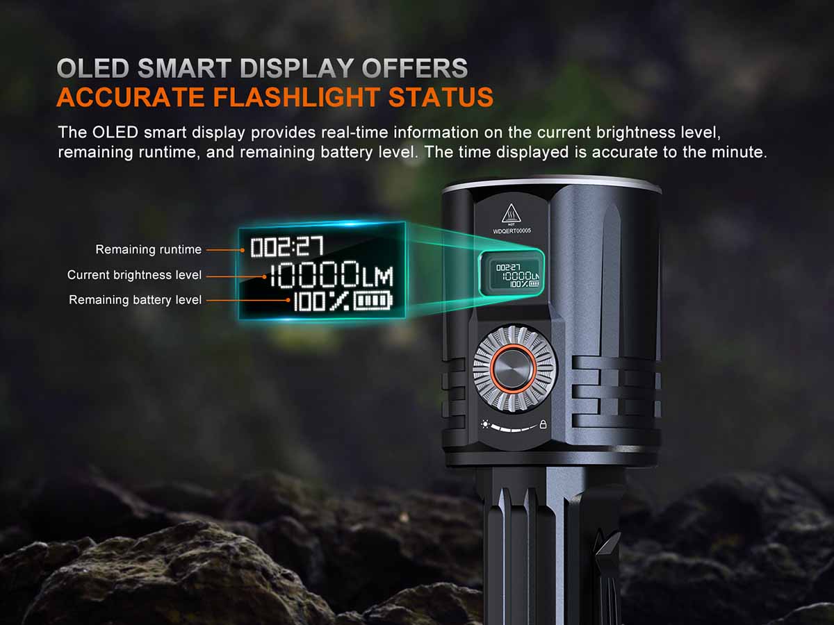 oled display battery level lighting modes fenix lr36r