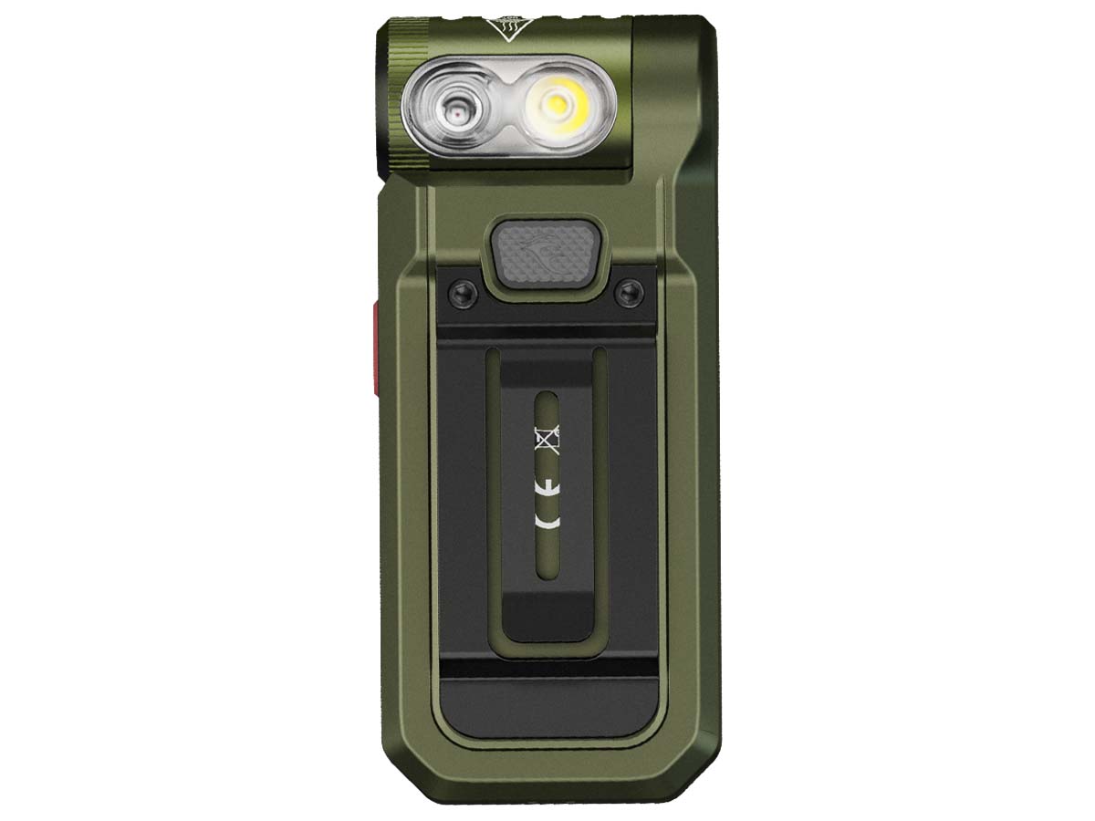 fenix sw05r red clip on flashlight spruce green