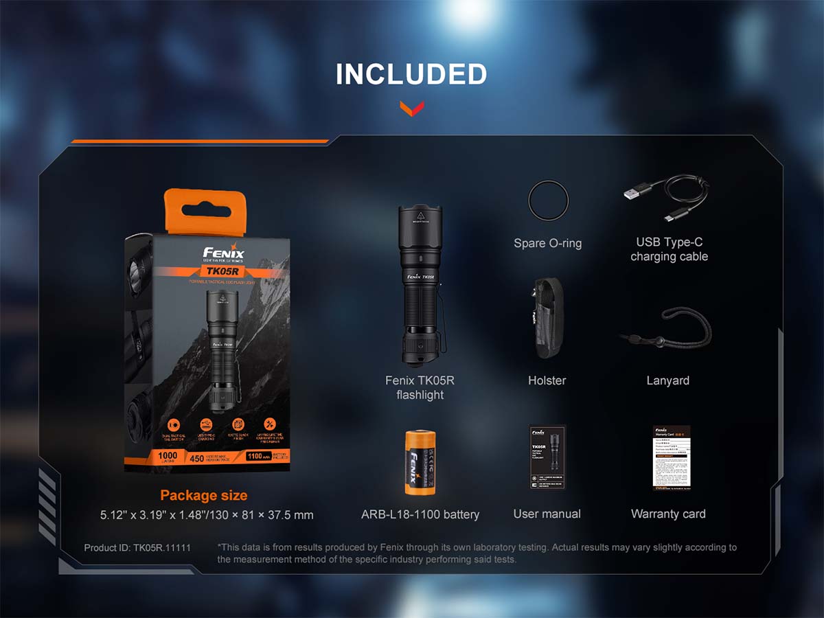 fenix tk05r tactical edc flashlight package included