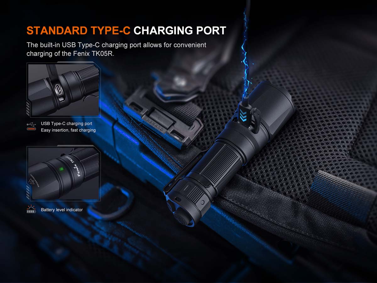 fenix tk05r tactical edc flashlight usbc rechargeable