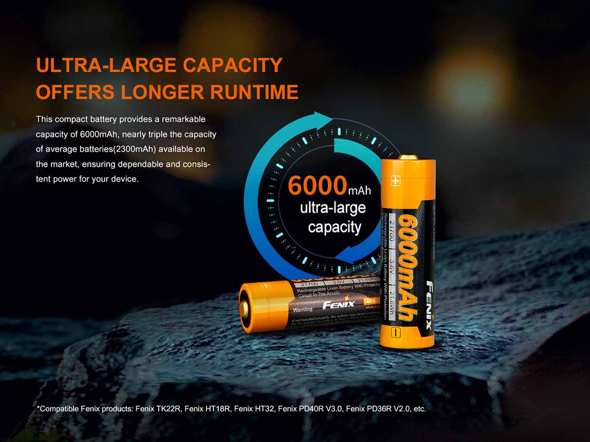 fenix rechargeable battery 6000mah large capacity