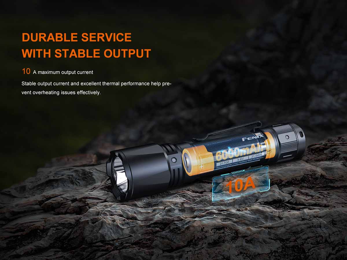 fenix rechargeable battery 10a outpout