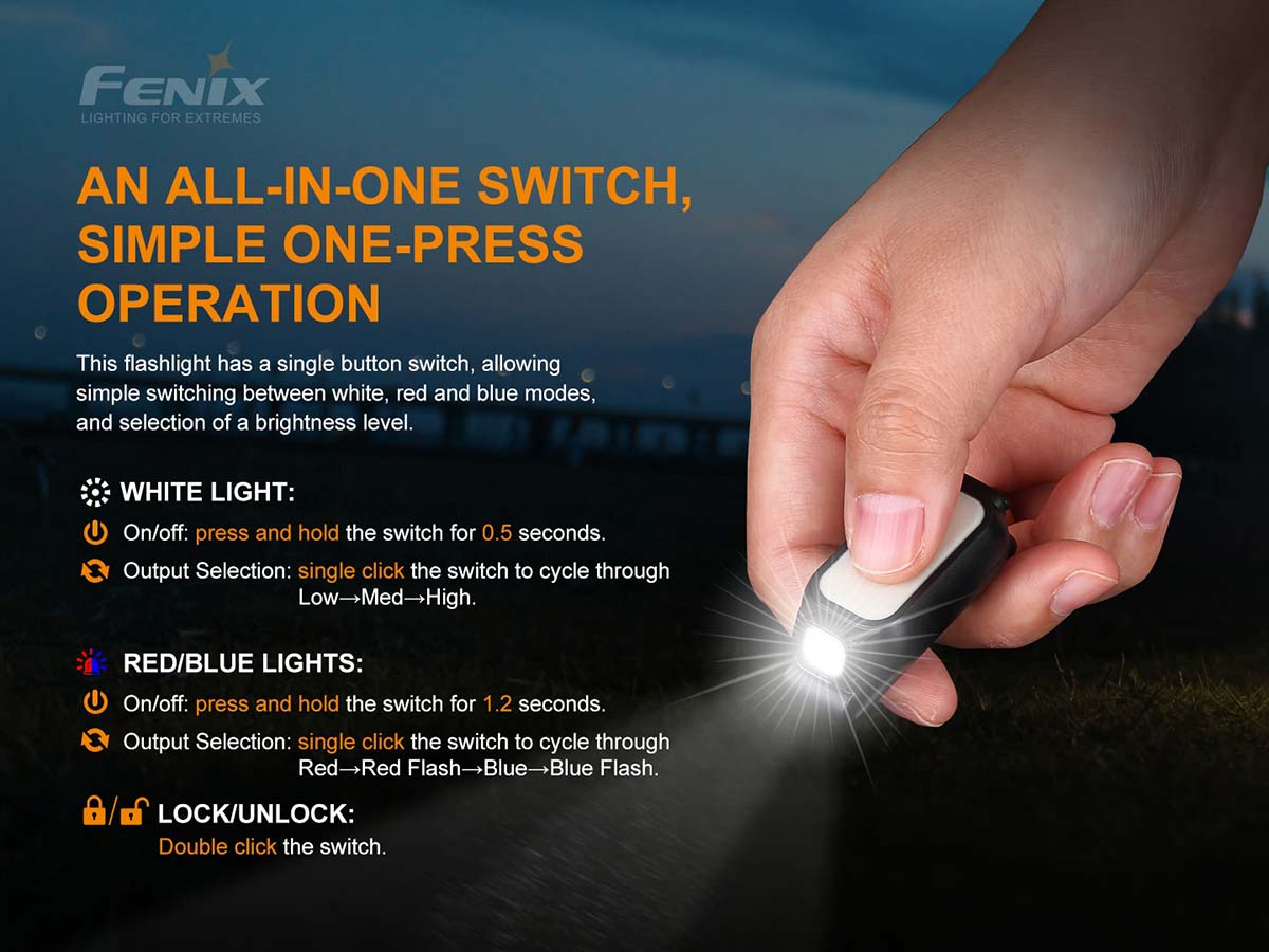 single switch fenix e lite mini flashlight switch