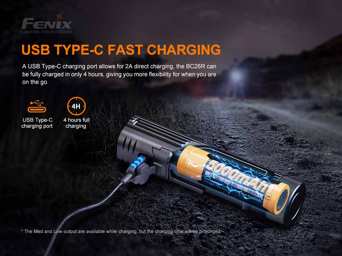 Batterie 21700 3.6V 5000mAh Rechargeable USB-C Fenix