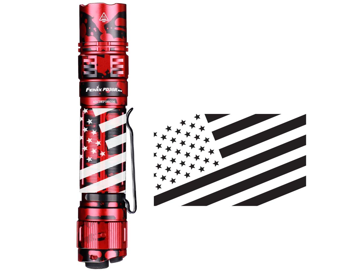 Fenix PD36R PRO Red Camo Flashlight with Special Edition Engraved Design